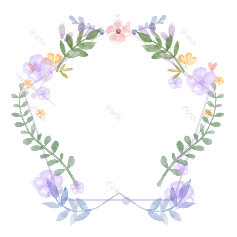 边框图片,花环元素,水彩PNG,鲜花免抠素材